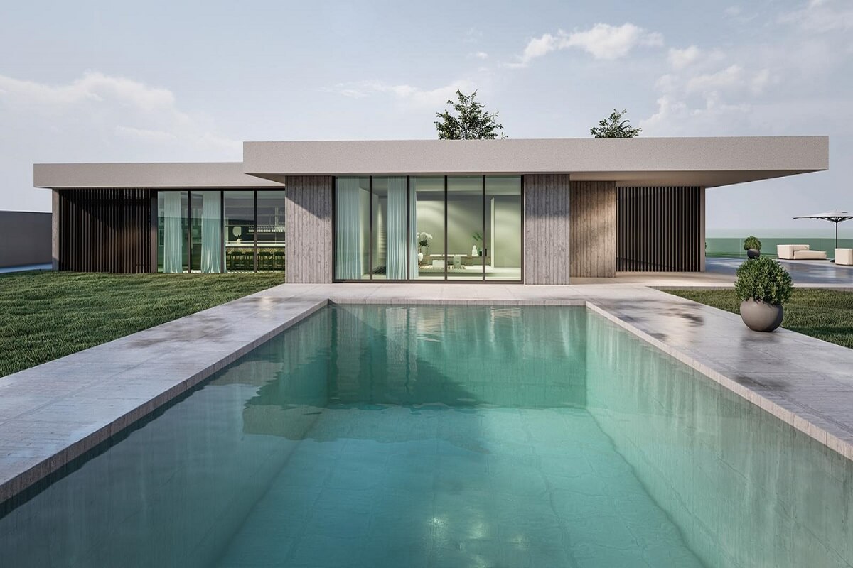 Pool house moderne en béton : l'astuce pour un effet waouh