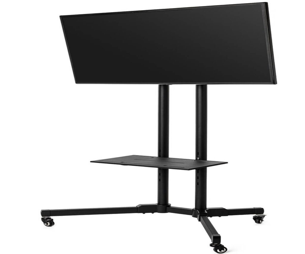 Télévision noire avec un élévateur un métal